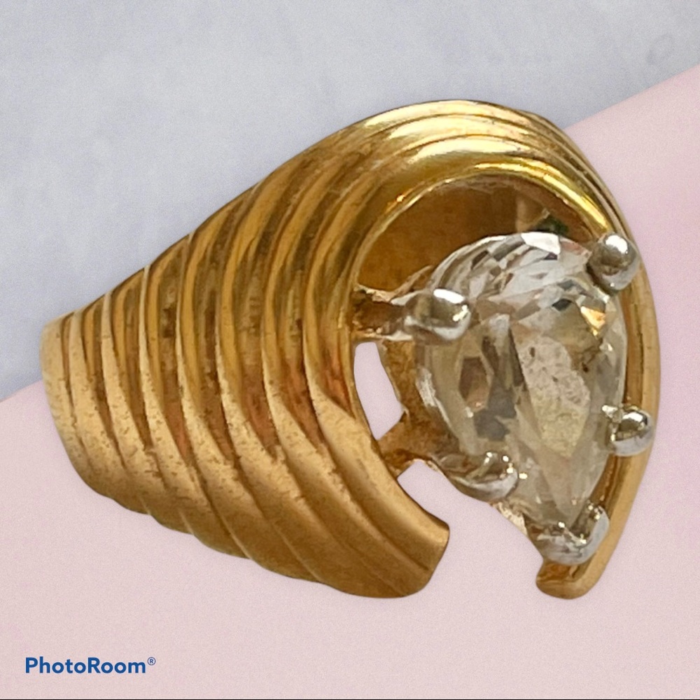 Vintage pear shaped diamond cocktail ring - Picture 2 of 7